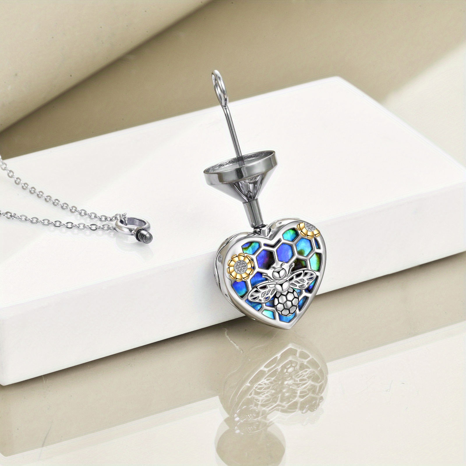 Women's Bee Urn Necklace for Ashes, Memorial Gift for Mum
